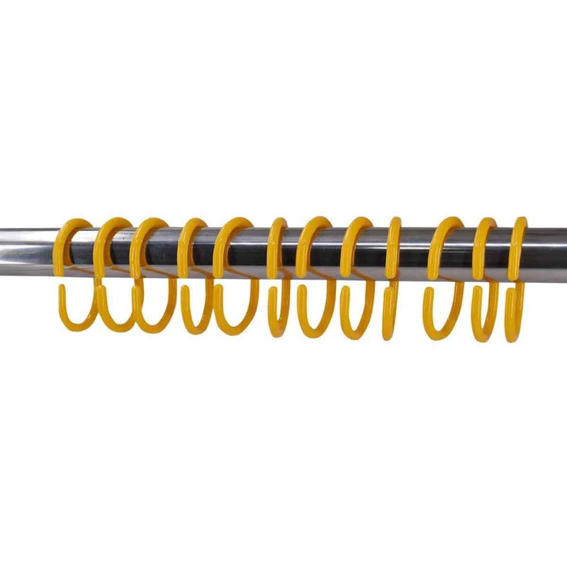 KidsCity.in Shower Curtain Rings, Plastic Rust-Proof, Unbreakable, Slides Easily on Bath Drape Rod, Curtain Liner, 36 C Shape Hooks - (JS160913) Yellow  - Image 2