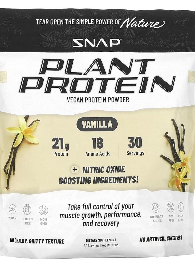 SNAP SUPPLEMENTS - Plant Protein with Nitric Oxide Booster Vanilla 868 g - Image 1