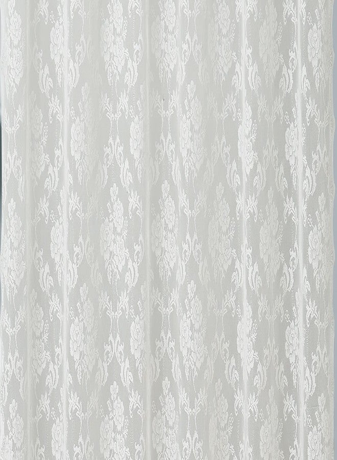 LinenZone Pair of 2 Lace Curtain Panels with Attached Valance and 6 Tassels. Our 84 Inch Curtains Work Great for Living Room or Bedroom. (Mia 54 x 84, Ivory) - Image 5