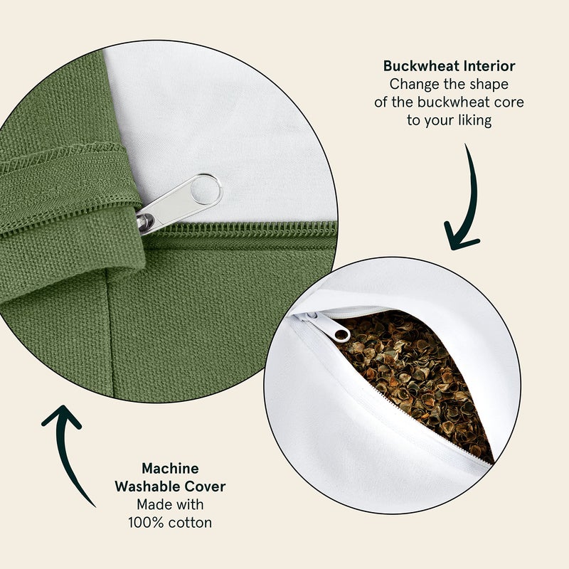 Retrospec Sedona Zafu Meditation Cushion & Floor Pillow with Buckwheat Hulls - Adjustable Yoga Accessory for Women - 13in Round Cotton Seat with Handle & Washable Cover - Image 2