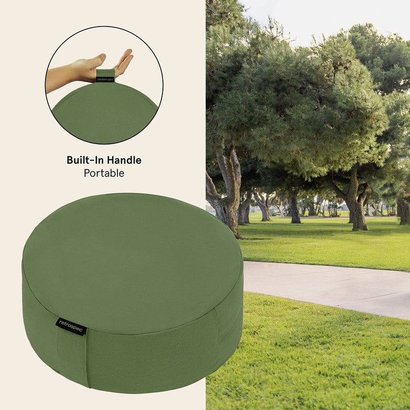 Retrospec Sedona Zafu Meditation Cushion & Floor Pillow with Buckwheat Hulls - Adjustable Yoga Accessory for Women - 13in Round Cotton Seat with Handle & Washable Cover - Image 3