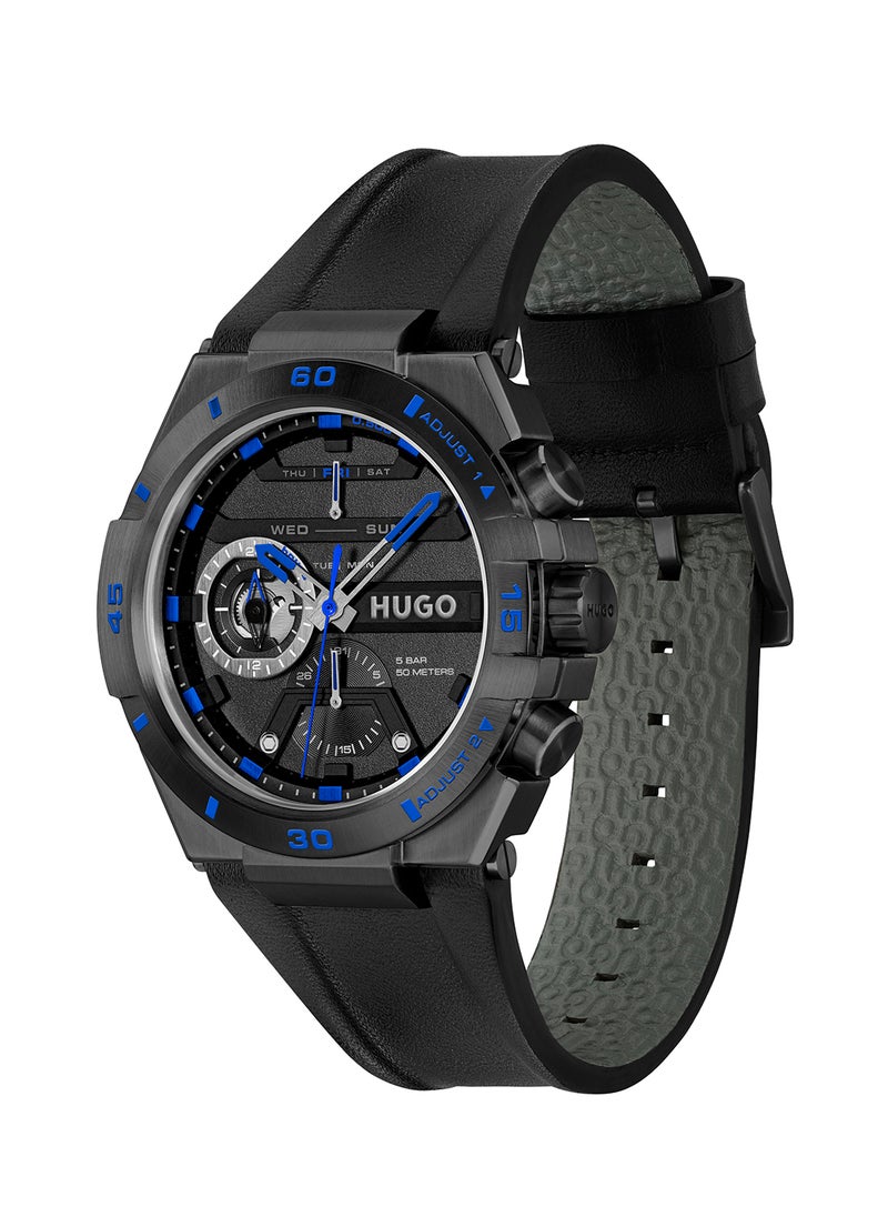 HUGO BOSS Men's Analog Round Shape Leather Wrist Watch 1530341 - 46 Mm  - Image 1