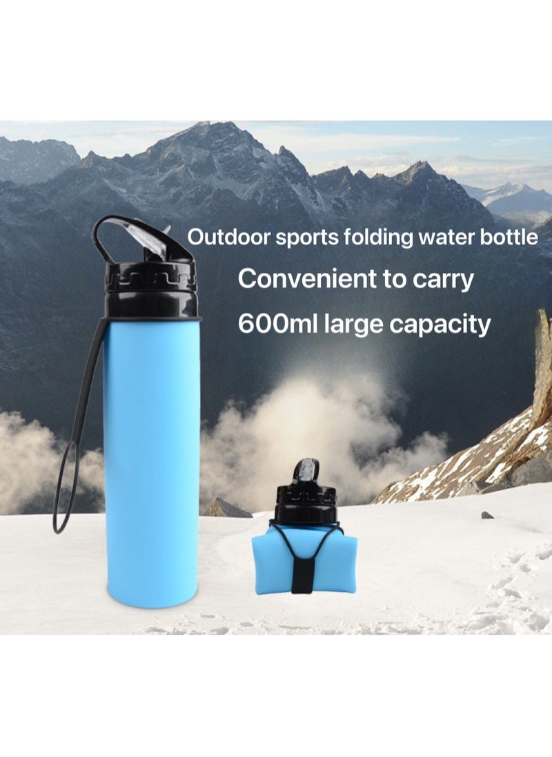 600ML Outdoor Sports Folding Water Cup with Straw Portable for Riding and Traveling