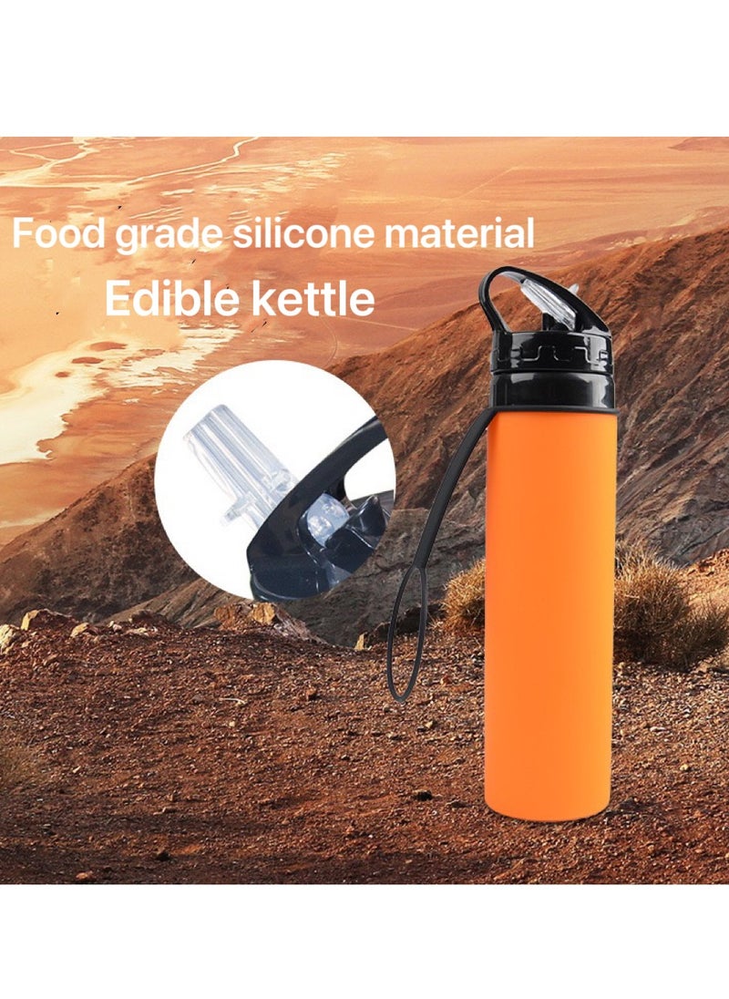 600ML Outdoor Sports Folding Water Cup with Straw Portable for Riding and Traveling