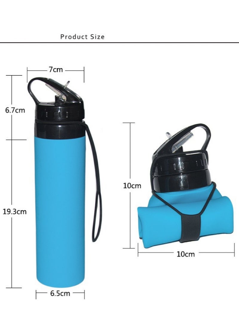 600ML Outdoor Sports Folding Water Cup with Straw Portable for Riding and Traveling