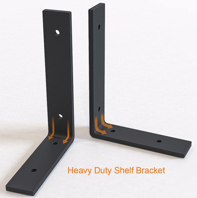 VOOVOO 12 Inch Shelf Bracket Heavy Duty L Shelf Bracket 12 x 8 Inch Metal Shelf Bracket with Hardware, Black, 4 Pack - Image 5