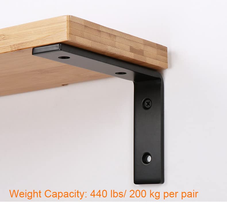 VOOVOO 12 Inch Shelf Bracket Heavy Duty L Shelf Bracket 12 x 8 Inch Metal Shelf Bracket with Hardware, Black, 4 Pack - Image 4