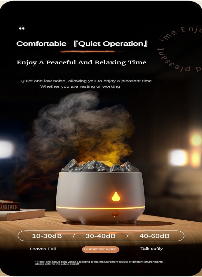 Volcano Aromatherapy Air Humidifier 2-in-1, Imitates Volcano, Fine Mist, Mini and Portable, Saves Space, 600ml, Two Colors Of Atmosphere Lighting