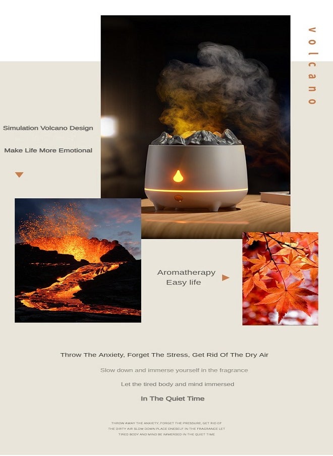 Volcano Aromatherapy Air Humidifier 2-in-1, Imitates Volcano, Fine Mist, Mini and Portable, Saves Space, 600ml, Two Colors Of Atmosphere Lighting
