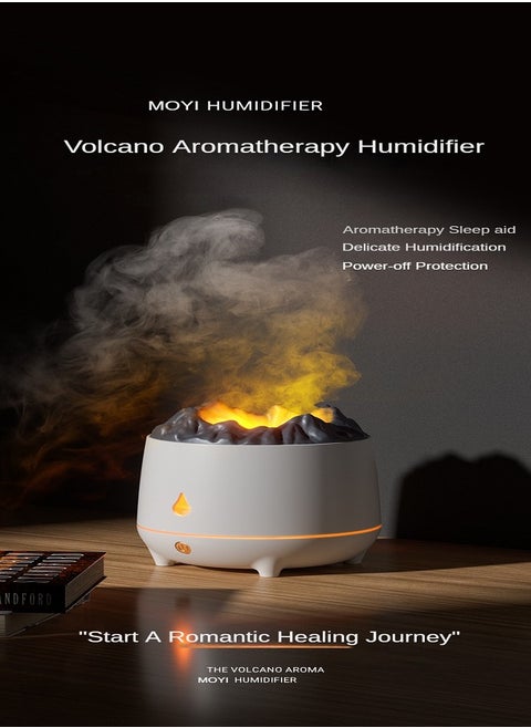 Volcano Aromatherapy Air Humidifier 2-in-1, Imitates Volcano, Fine Mist, Mini and Portable, Saves Space, 600ml, Two Colors Of Atmosphere Lighting