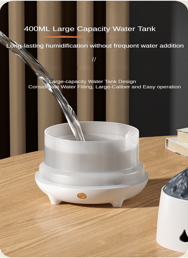Volcano Aromatherapy Air Humidifier 2-in-1, Imitates Volcano, Fine Mist, Mini and Portable, Saves Space, 600ml, Two Colors Of Atmosphere Lighting