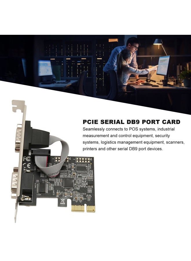 Pomya 2 Port PCI Express RS232 DB9 Serial Port Card for Windows XP, Vista,7, 8.x, 10, 11 32/64bit for Linux, PCIe Serial Expansion Card PCIe Serial Host Controller Card - Image 2
