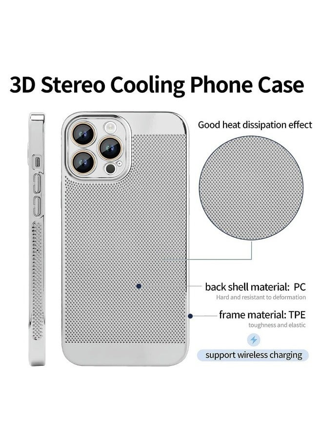 ShebSheb Electroplating Heat Dissipation Phone Case for iPhone 15 Pro, New Heat Dissipation Plating Fine Hole Protector for iPhone Case, Crystal Lens Film Coating Phone Case  - Image 2
