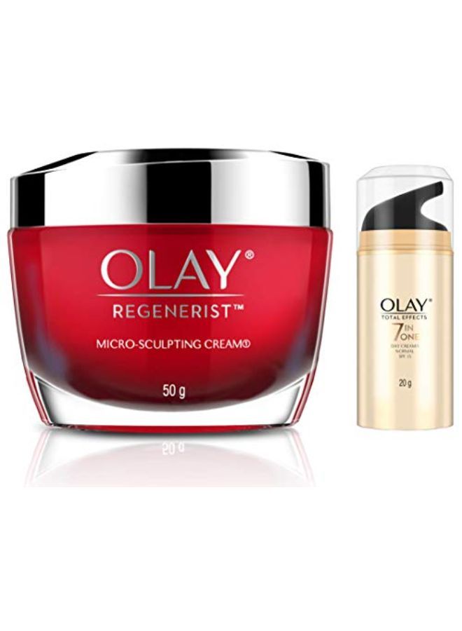 Olay Day Cream Regenerist Microsculpting Moisturiser (Non Spf), 50G & Day Cream Total Effects 7 In 1, Anti-Ageing Spf 15, 20G - Image 1