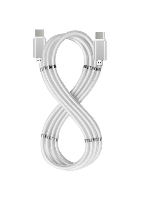 Magnetic USB C to USB C Fast Charging Cable (60W), USB 2.0 Type C Charging Data Transfer Cable with Soft Protective Silicone Tube for Iphone 15/15Pro Samsung and all other USB C Devices