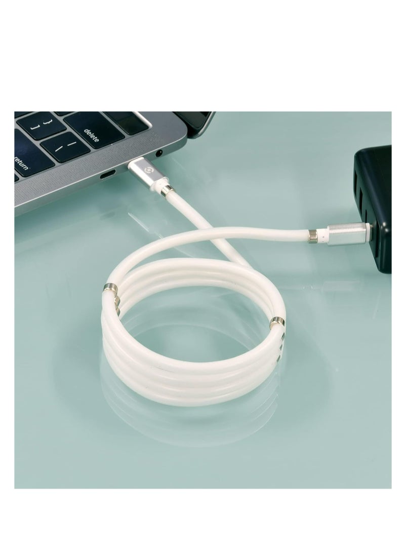Magnetic USB C to USB C Fast Charging Cable (60W), USB 2.0 Type C Charging Data Transfer Cable with Soft Protective Silicone Tube for Iphone 15/15Pro Samsung and all other USB C Devices