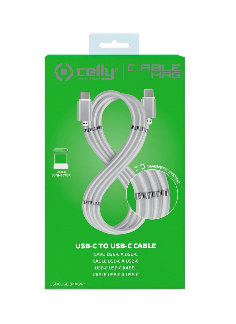 Magnetic USB C to USB C Fast Charging Cable (60W), USB 2.0 Type C Charging Data Transfer Cable with Soft Protective Silicone Tube for Iphone 15/15Pro Samsung and all other USB C Devices