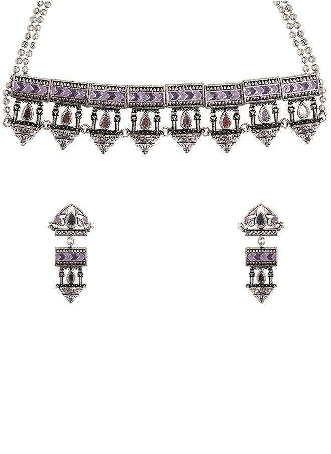 VOYLLA Antique Elegance Traditional Collar Jewellery Set  - Image 2