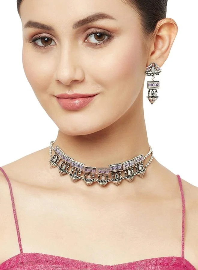 VOYLLA Antique Elegance Traditional Collar Jewellery Set