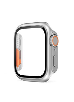For Apple Apple Watch10 Case Second Change Ultra Scratch-resistant Appearance PC Case Film Integrated Protective Case-Color:Silver+orange-Dimensions:40mm (with Opp Bag Packaging)