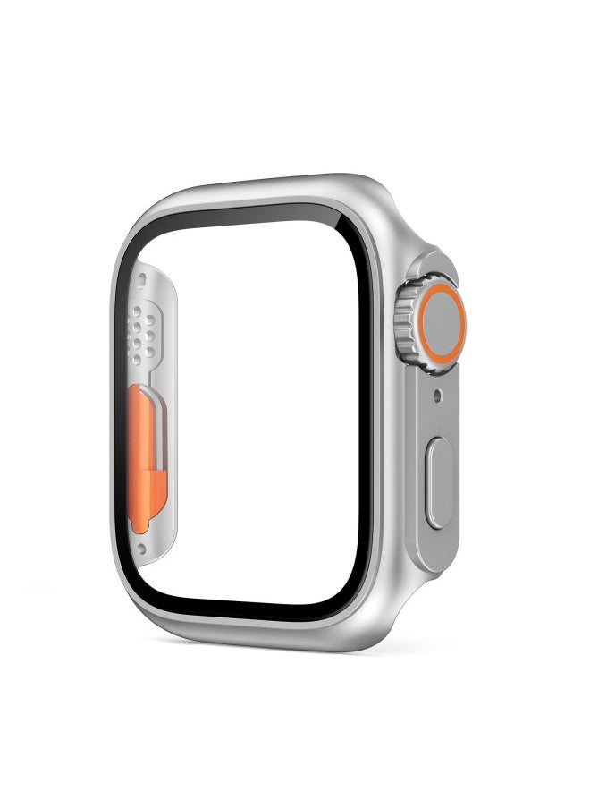Generic - For Apple Apple Watch10 Case Second Change Ultra Scratch-resistant Appearance PC Case Film Integrated Protective Case-Color:Silver+orange-Dimensions:40mm (with Opp Bag Packaging) - Image 1