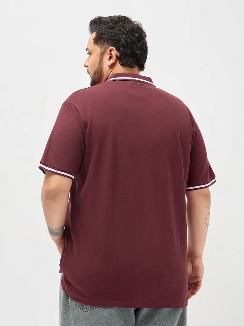 Urbano Fashion  Urbano Plus Men's Maroon Solid Regular Fit Half Sleeve Cotton Polo T-Shirt  | Best Price UAE