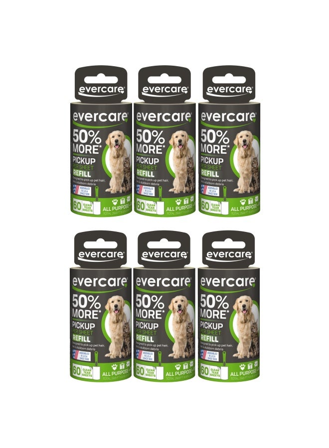 Evercare Extra Sticky Pet Lint Roller Refill 60 Sheets, 6-Pack - Image 1