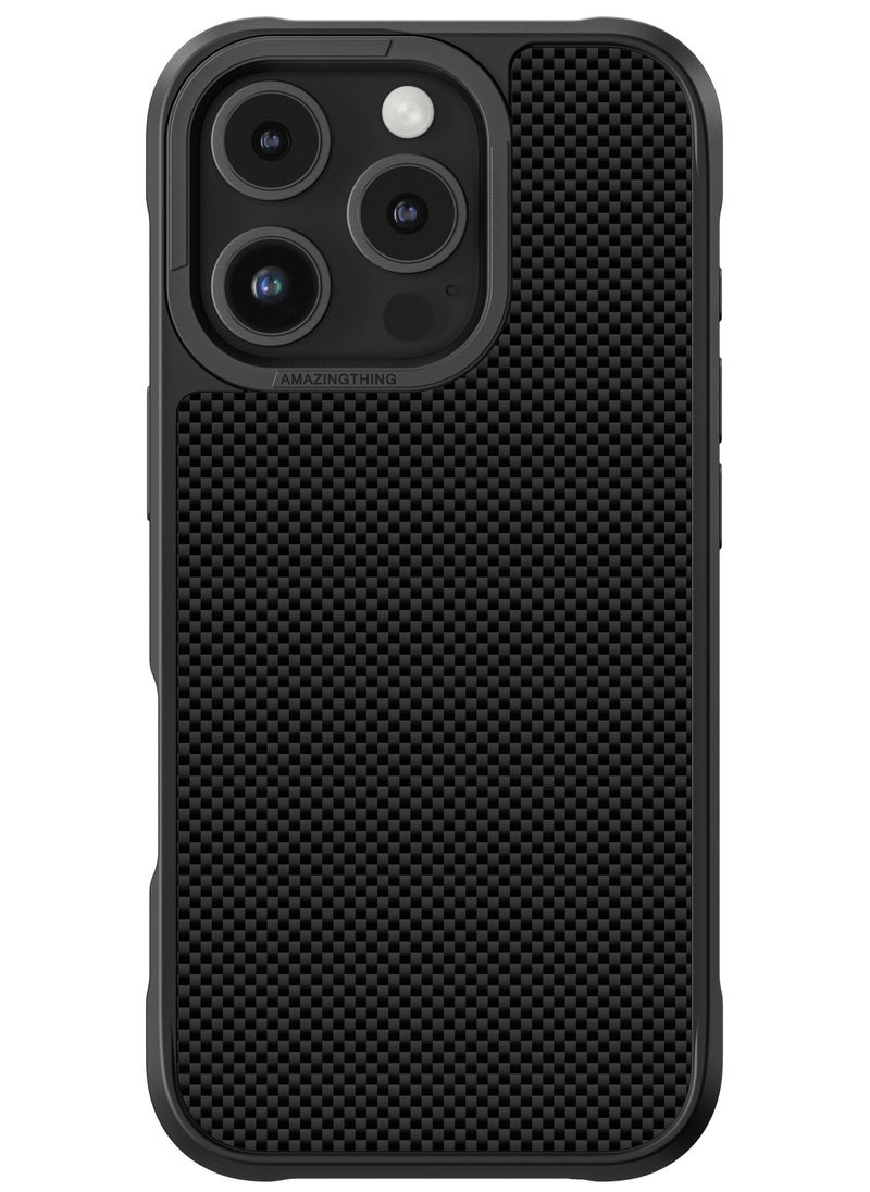 AMAZINGthing Titan MAX Magnetic (12 Feet) Drop Bulletproof Grade Aramid Fiber for iPhone 16 PRO Case Cover Compatible with MagSafe - Black [600D] 