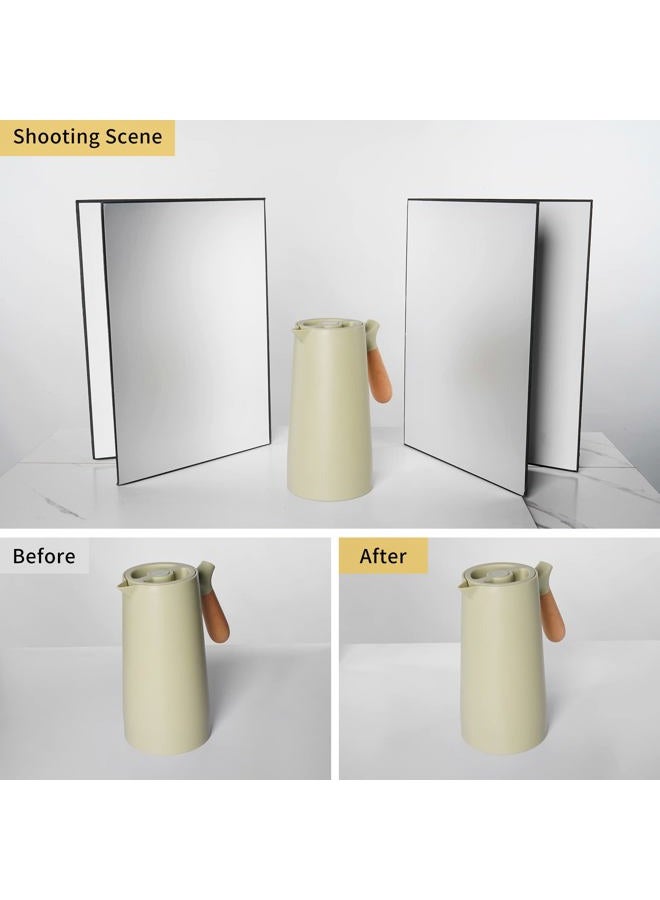 Meking 3 in 1 Photography Reflector Cardboard 17 x 12 inch Folding Light Diffuser Board for Still Life Product and Food Photo Shooting - Black Silver and White 2 Pack - Image 3
