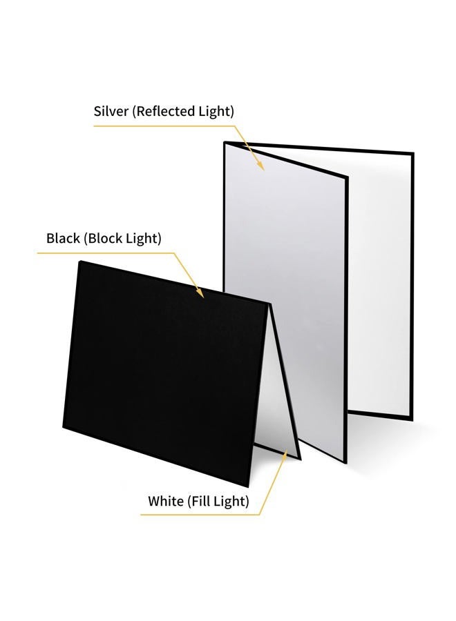 Meking 3 in 1 Photography Reflector Cardboard 17 x 12 inch Folding Light Diffuser Board for Still Life Product and Food Photo Shooting - Black Silver and White 2 Pack - Image 4