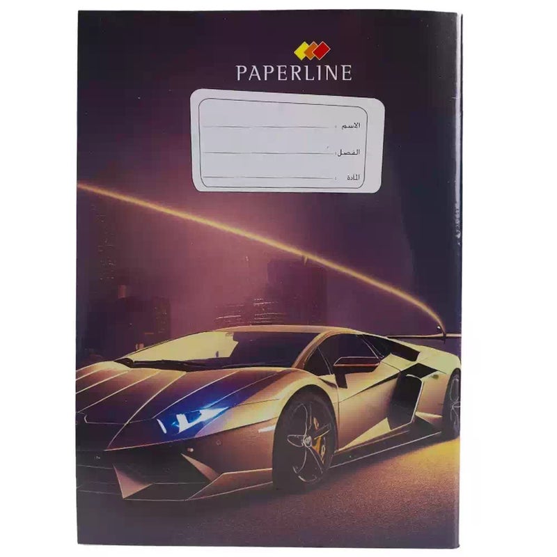 Paperline PVC Plain Notebook- Single Line with Borders and Car Design-60 Sheets - Image 1
