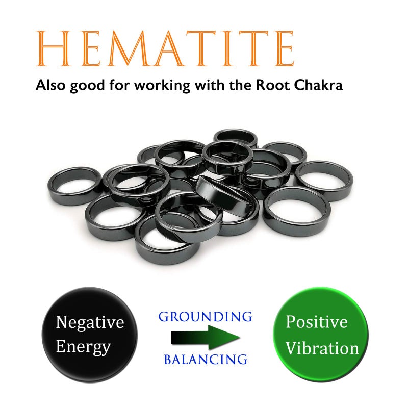Morchic 20Pcs Pack Hematite Stone Rings for Women & Men, Unisex Flat Band Set (6mm Width) - Mixed Sizes 6-12, Chakra Balancing, Polished Gemstone, Gift Ready - Image 4