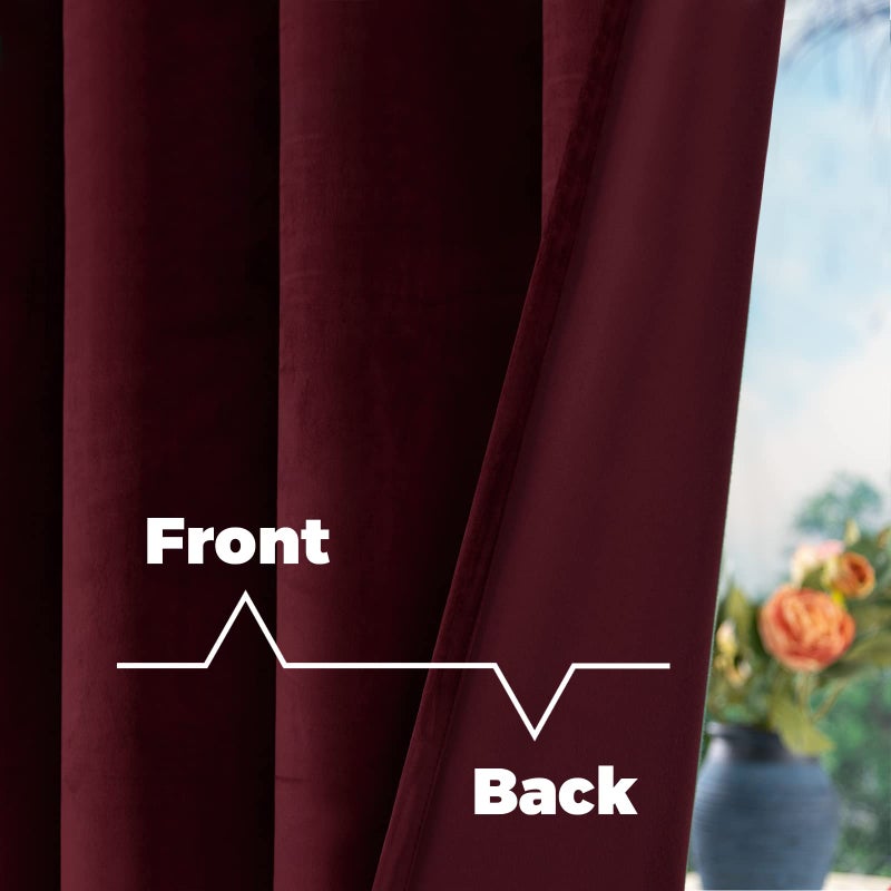 BGment الستائر الحمراء المخملية المخملية الستائر لغرفة المعيشة 84 بوصة طويلة الستائر معزولة الحرارية ضوضاء تقليل علامة التبويب الظهر وقضيب جيب لوحات فاخرة لغرفة النوم 2 لوحات 60 × 84 بوصة - Image 4