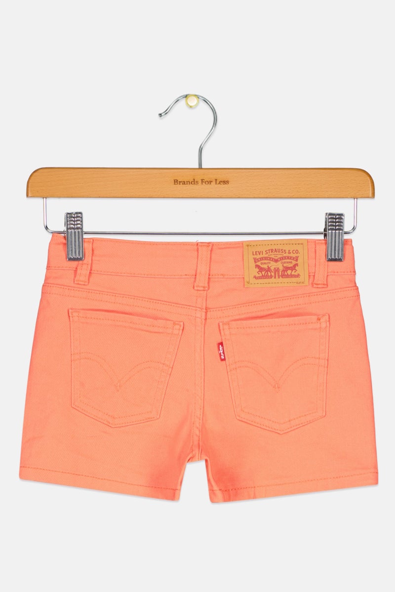 Levi's Kids Girl Embroidered Denim Shorts, Orange - Image 3