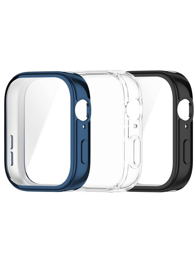 HablTech 3 PCS Soft TPU Screen Protector Cover Case for HUAWEI Watch Fit 3 Black,Clear and Blue - Image 1