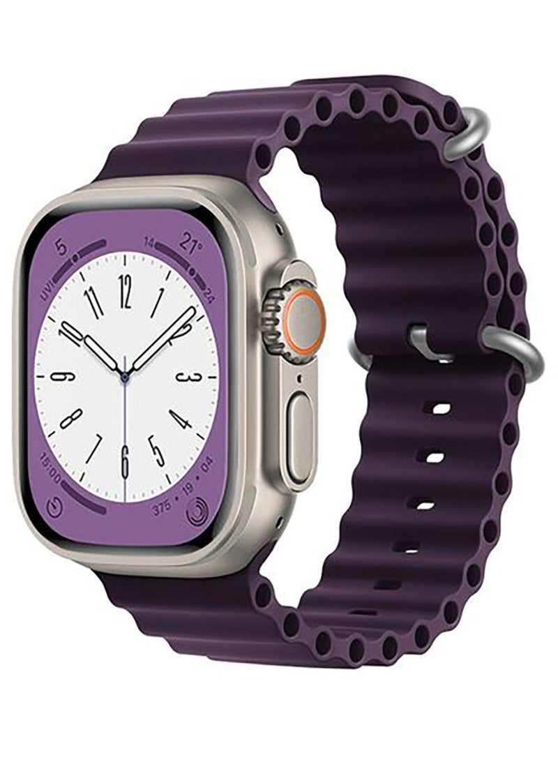 strap Silicon Replacement Strap For Apple Watch Series 7 And Series 8 (45mm) And Apple Watch Ultra (49mm) - Purple