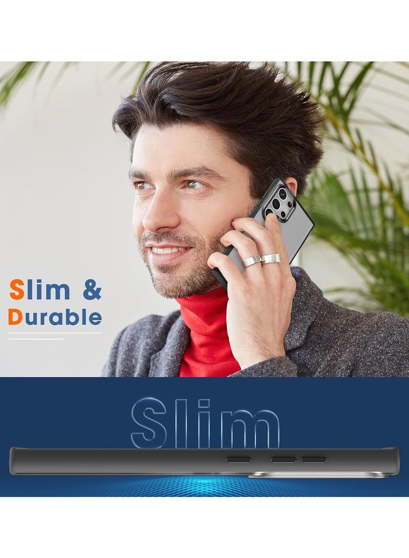 Wtech Samsung Galaxy S25 Ultra 5G 2025 Premium Matte Frosted Back, Silicone Sides With MagSafe Supported Case Cover - Black - Image 4