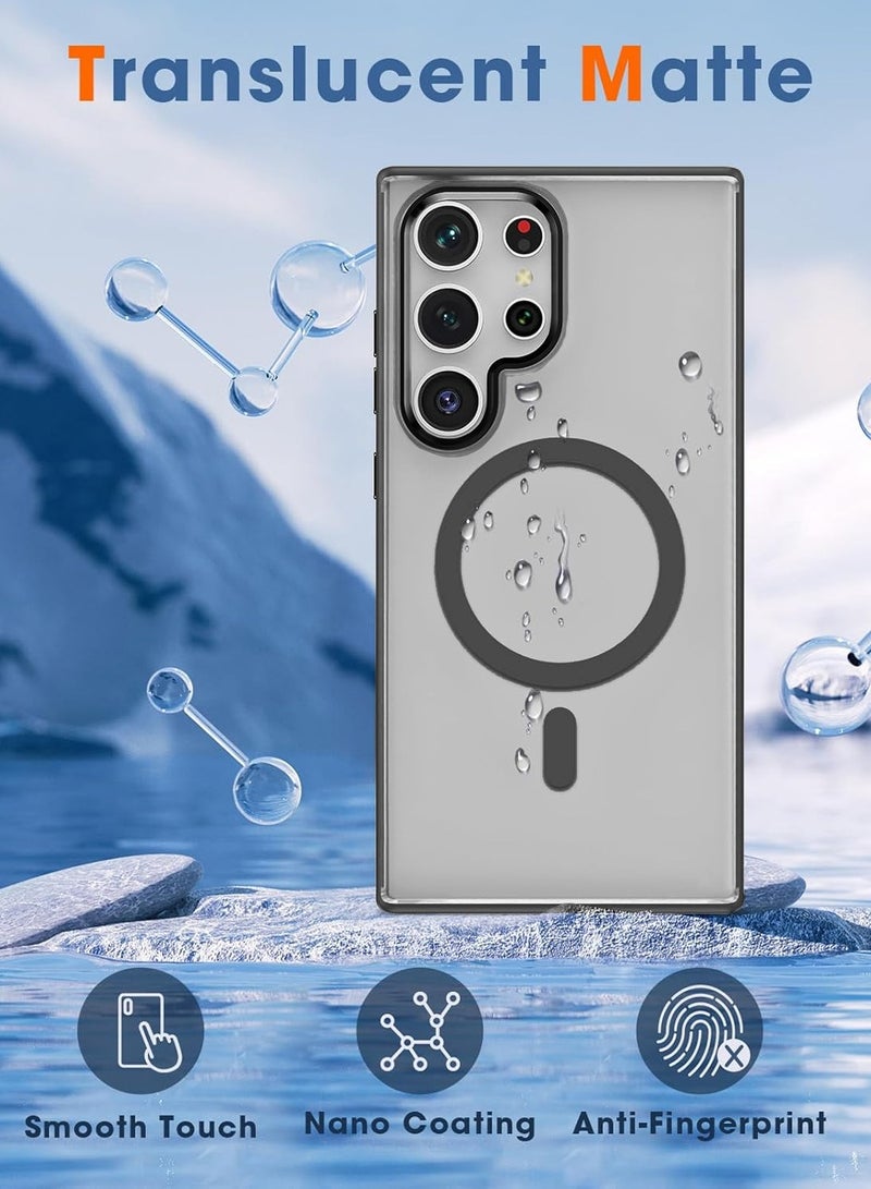 Wtech Samsung Galaxy S25 Ultra 5G 2025 Premium Matte Frosted Back, Silicone Sides With MagSafe Supported Case Cover - Black - Image 5