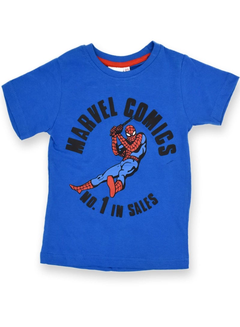 Pierre Donna Spiderman Tshirt and Short Set for Boys, Graphic MARVEL Character t shirt and shorts(Blue red, 8-9 years) - Image 3