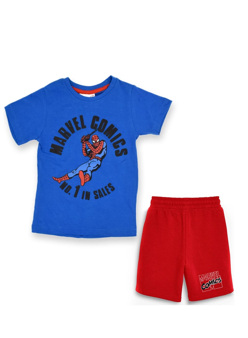 Pierre Donna Spiderman Tshirt and Short Set for Boys, Graphic MARVEL Character t shirt and shorts(Blue red, 8-9 years) - Image 2