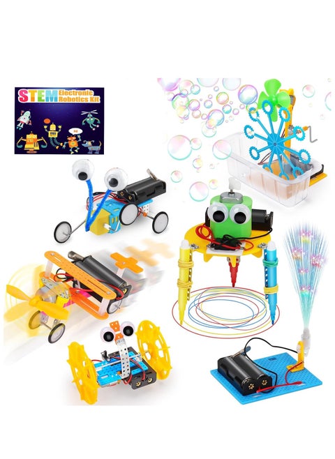 STEM Toy Set 7 in 1 Robot kit, Kids DIY Electronic Engineering Building Kits, Electric Motor Robot Toy, Science Experiments Kits for Children