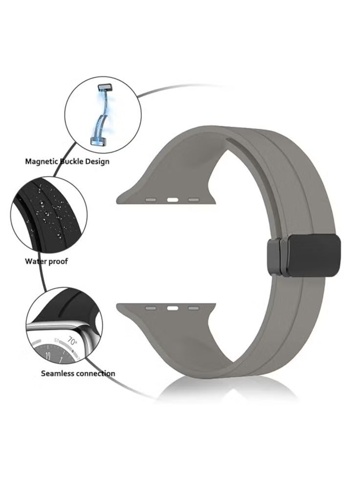 Beauenty Magnetic for Apple Watch Band 49mm 45mm 44mm 42mm Women men,Silicone Sport Strap Replacement WristBands for Apple Watch Series 9/ultra 2/8/ultra/7/SE/SE 2nd/6/5/4/3/2/1,iWatch Bands - Image 2