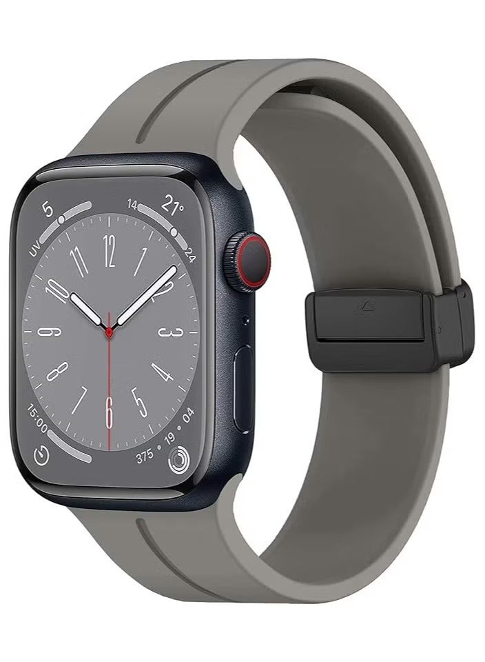 Beauenty Magnetic for Apple Watch Band 49mm 45mm 44mm 42mm Women men,Silicone Sport Strap Replacement WristBands for Apple Watch Series 9/ultra 2/8/ultra/7/SE/SE 2nd/6/5/4/3/2/1,iWatch Bands - Image 1