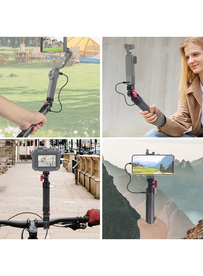 BGNing Is Suitable For GOPRO13 Stone 360X4 And Other Sports Cameras Portable Mobile Power Carbon Fiber Selfie Stick-Color:181mm Long Rechargeable Carbon Fiber Selfie Stick (10000ma)  - Image 3