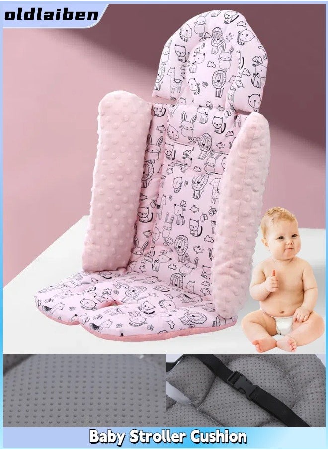 oldlaiben Baby Stroller Cushion, Infant Reversible Cotton Cushion, Universal Thickened Stroller Pad, Body Support for Newborn, Soft Stroller Cushion, For Strollers, Mother and Baby care vehicles, Swings and Rocking chairs, High chairs, Recliners（Pink）  - Image 1