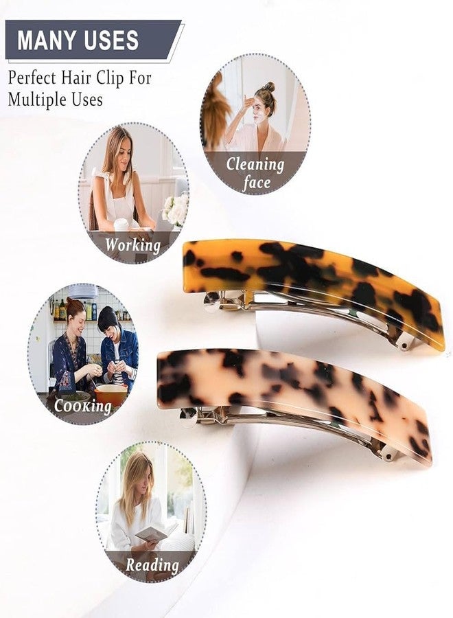 ECLATE ACCESSORIES 4 pc Hair Barrettes for Women, Tortoise Shell Acetate Hair Clips, Large French Retro Hair Clasps, Accessories for Thick Hair - Image 2