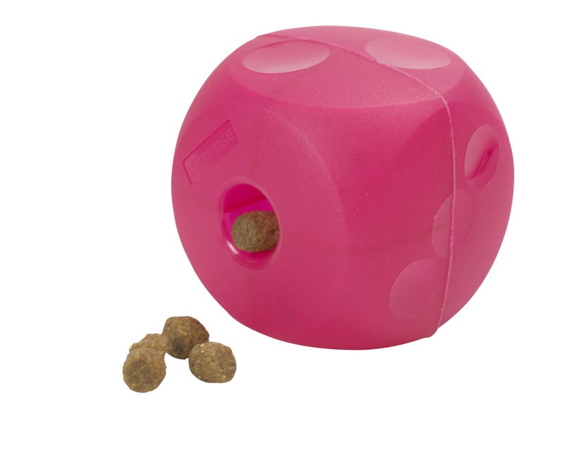 Kruuse Buster Soft Mini Feeder Cube for Dogs - Dog Feeder Toy - Canine Slow Food Feeder - Magenta Red - Image 1