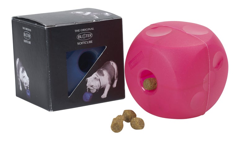 Kruuse Buster Soft Mini Feeder Cube for Dogs - Dog Feeder Toy - Canine Slow Food Feeder - Magenta Red - Image 2