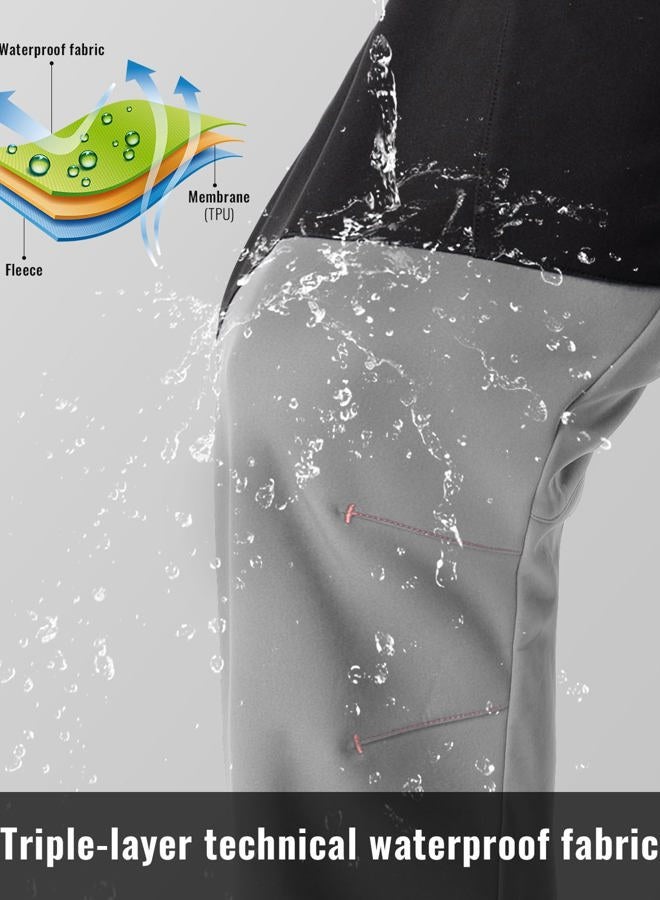 Rdruko Men's Snow Pants Waterproof Insulated Fleece Lined Ski Hiking Snowboard Winter Pants with Pockets, Light Grey, 34 - Image 4