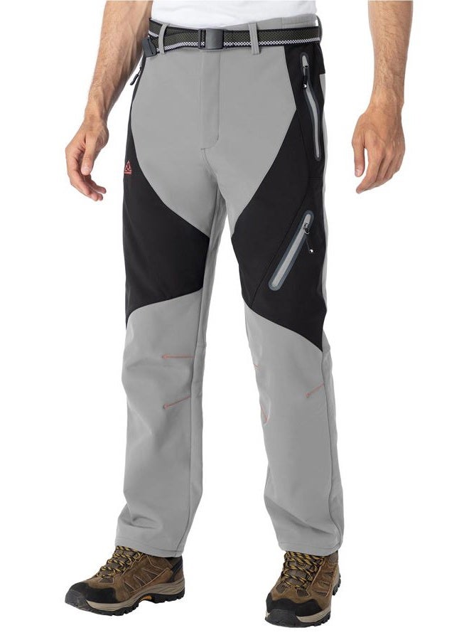 Rdruko Men's Snow Pants Waterproof Insulated Fleece Lined Ski Hiking Snowboard Winter Pants with Pockets, Light Grey, 34 - Image 2